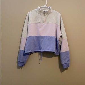 Quarter zip cropped sweatshirt